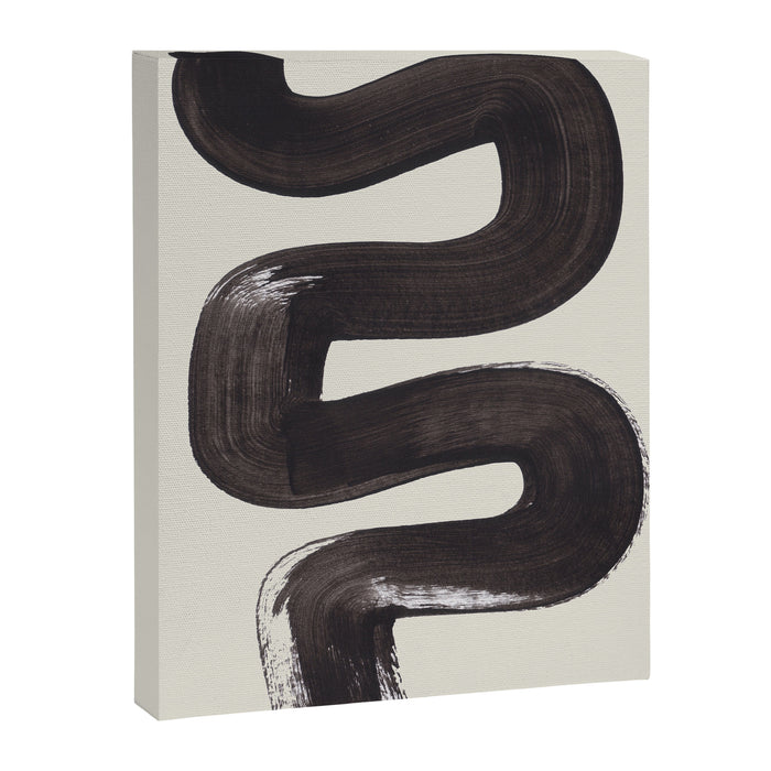 Black & White Minimalist Abstract Shapes Patterns Black Ink Painting Canvas Print Gallery Image 1