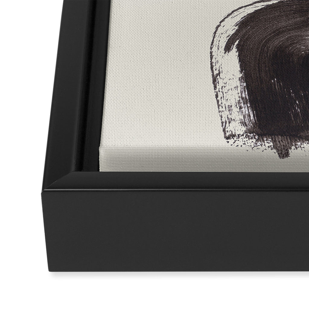 Black & White Minimalist Abstract Shapes Patterns Black Ink Painting Framed Canvas Print Gallery Image 3