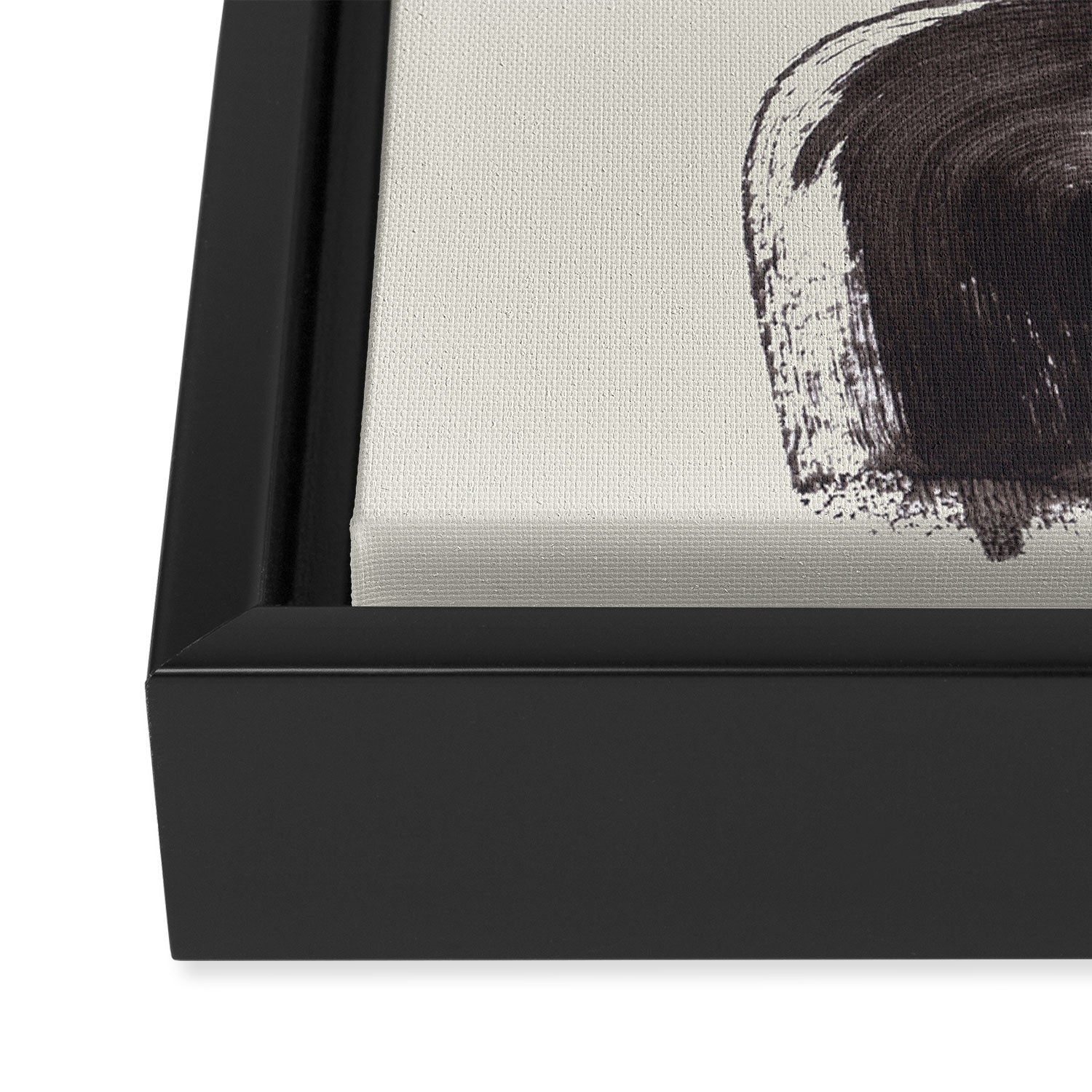 Black & White Minimalist Abstract Shapes Patterns Black Ink Painting Framed Canvas Print Gallery Image 3
