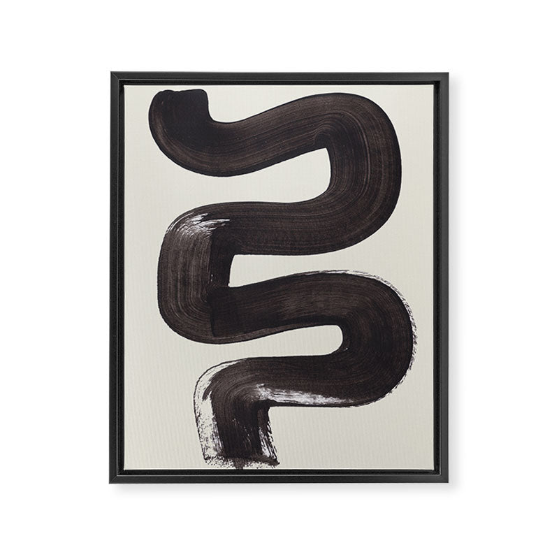 Black & White Minimalist Abstract Shapes Patterns Black Ink Painting Framed Canvas Print Gallery Image 6