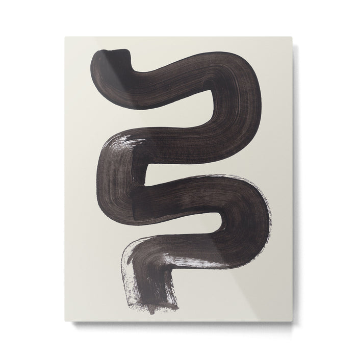Black & White Minimalist Abstract Shapes Patterns Black Ink Painting Metal Print Gallery Image 1