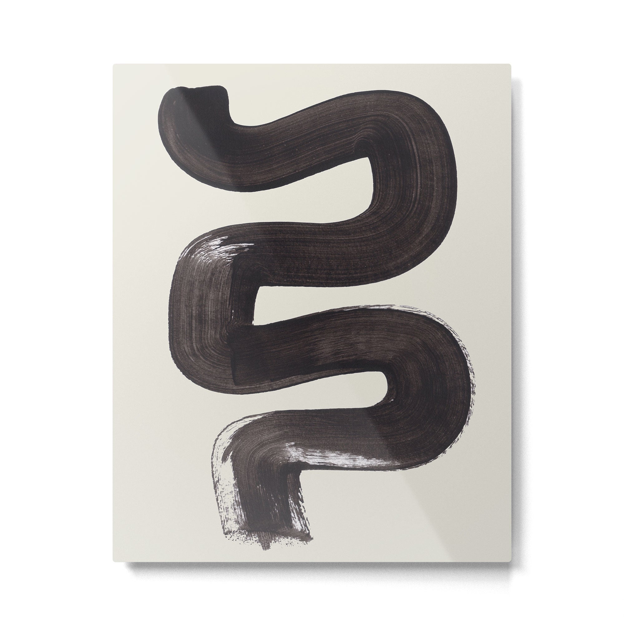 Black & White Minimalist Abstract Shapes Patterns Black Ink Painting Metal Print Gallery Image 4