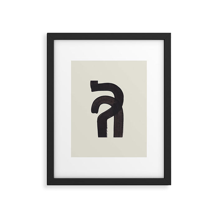 Black & White Minimalist Abstract Shapes Patterns Black Ink Painting Framed Art Print Gallery Image 1