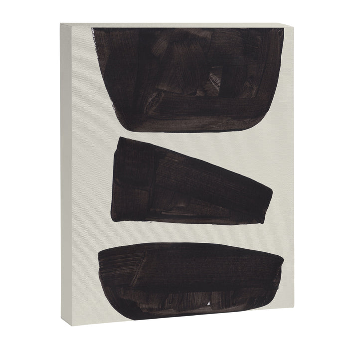 Black & White Minimalist Abstract Shapes Patterns Black Ink Painting Canvas Print Gallery Image 1