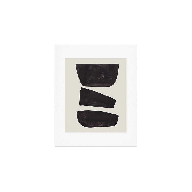 Black & White Minimalist Abstract Shapes Patterns Black Ink Painting Art Print Gallery Image 1