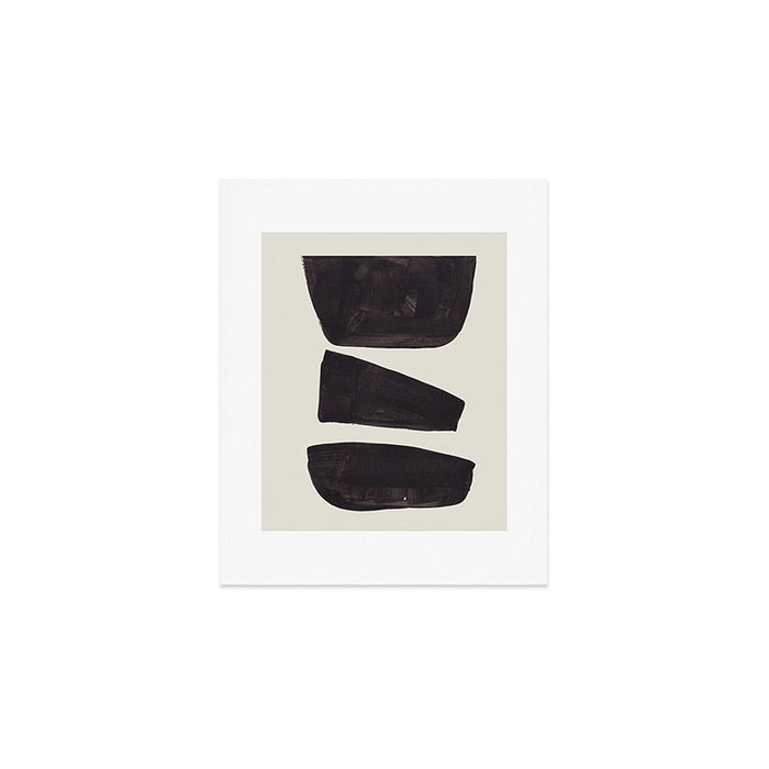 Black & White Minimalist Abstract Shapes Patterns Black Ink Painting Art Print Gallery Image 1