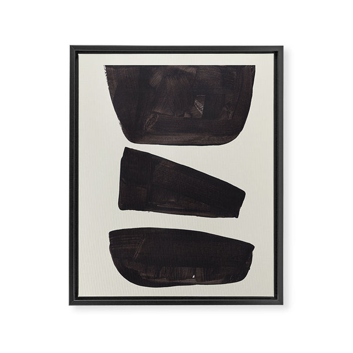 Black & White Minimalist Abstract Shapes Patterns Black Ink Painting Framed Canvas Print Gallery Image 1