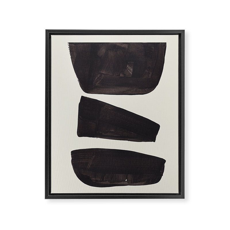 Black & White Minimalist Abstract Shapes Patterns Black Ink Painting Framed Canvas Print Gallery Image 6