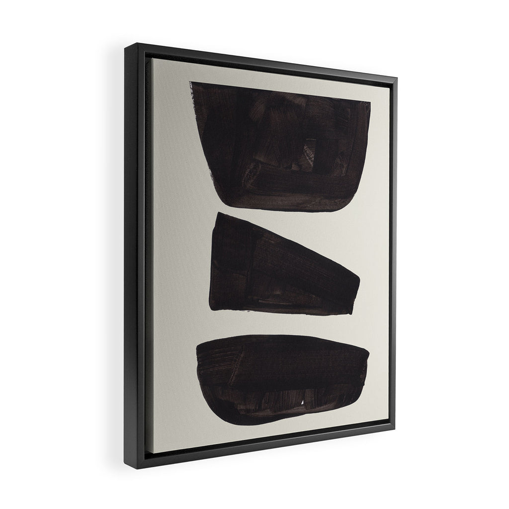 Black & White Minimalist Abstract Shapes Patterns Black Ink Painting Framed Canvas Print Gallery Image 2