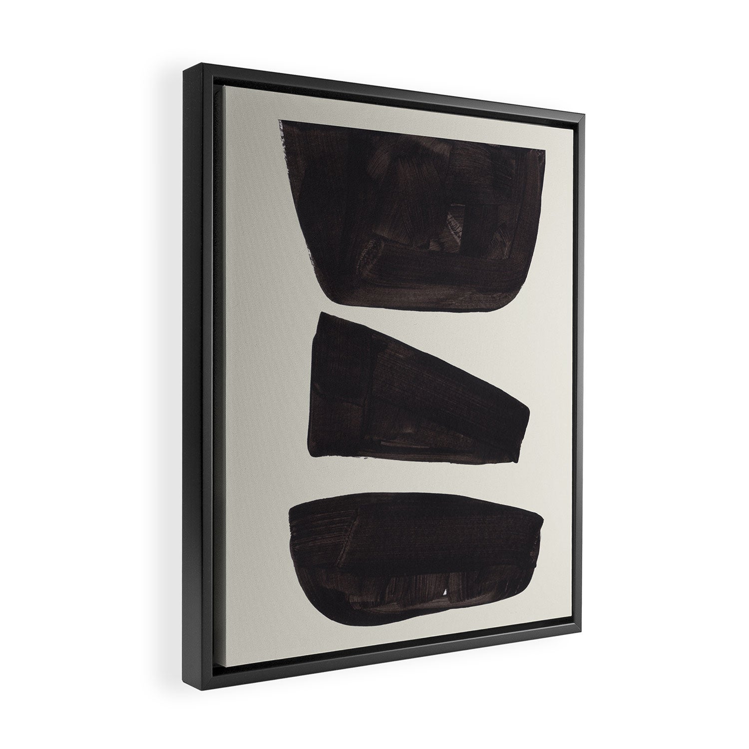 Black & White Minimalist Abstract Shapes Patterns Black Ink Painting Framed Canvas Print Gallery Image 2