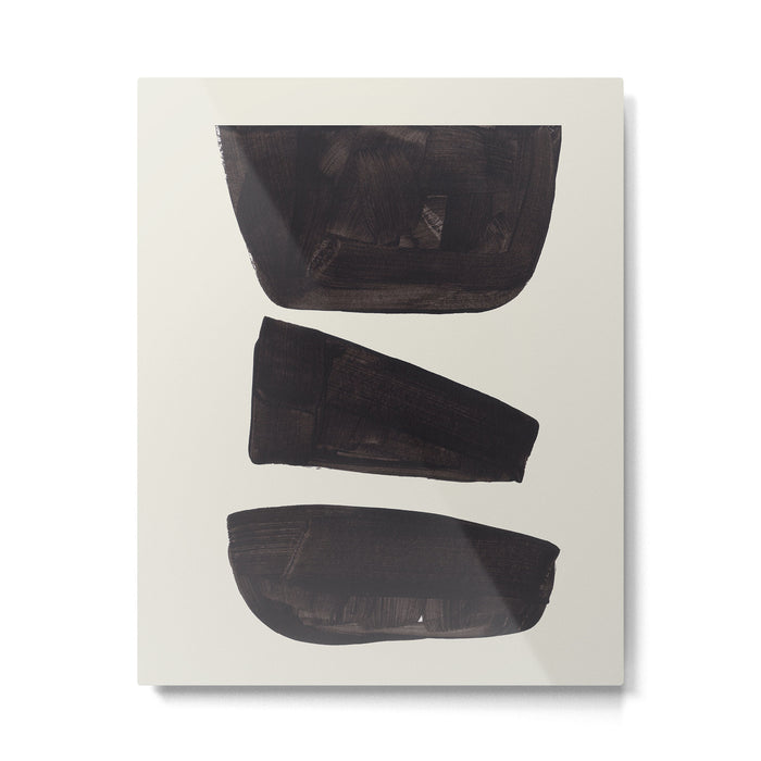 Black & White Minimalist Abstract Shapes Patterns Black Ink Painting Metal Print Gallery Image 1