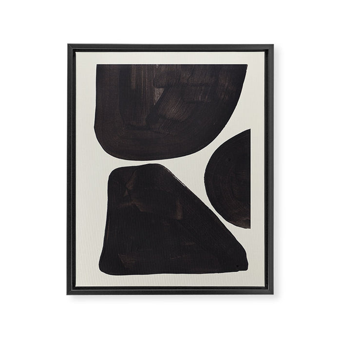 Black & White Minimalist Abstract Shapes Patterns Black Ink Painting Framed Canvas Print Gallery Image 1