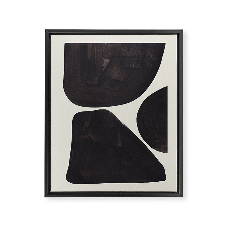 Black & White Minimalist Abstract Shapes Patterns Black Ink Painting Framed Canvas Print Gallery Image 6