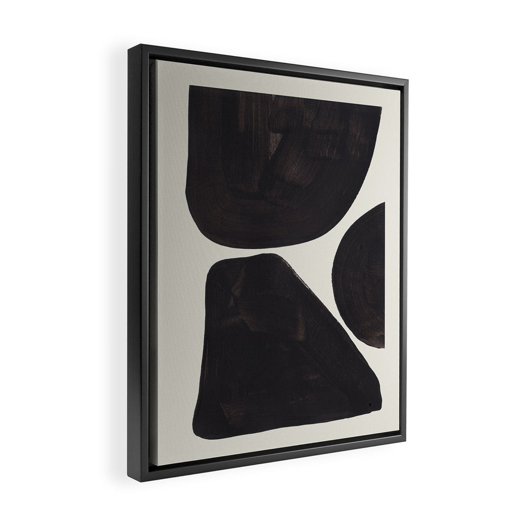 Black & White Minimalist Abstract Shapes Patterns Black Ink Painting Framed Canvas Print Gallery Image 2