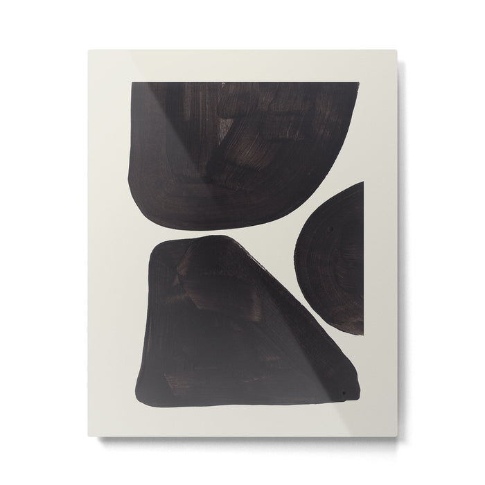 Black & White Minimalist Abstract Shapes Patterns Black Ink Painting Metal Print Gallery Image 1