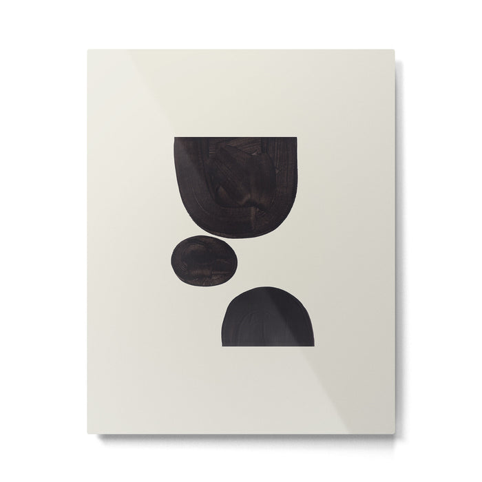 Black & White Minimalist Abstract Shapes Patterns Black Ink Painting Metal Print Gallery Image 1