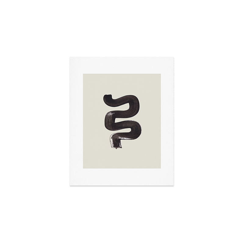 black & white minimalist abstract shapes patterns black ink painting Art Print Gallery Image 1