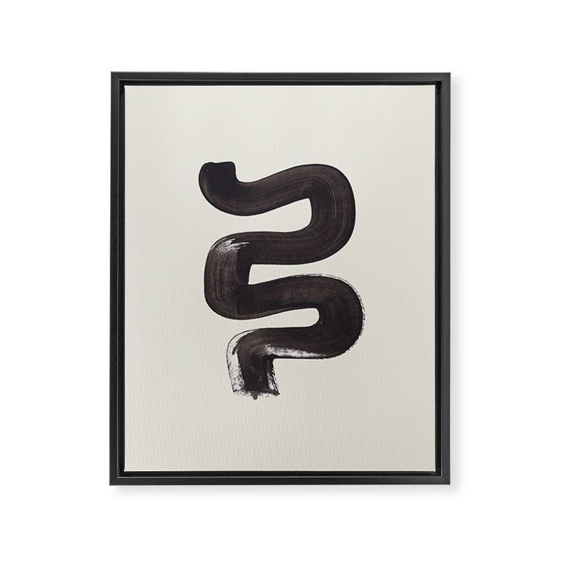 black & white minimalist abstract shapes patterns black ink painting Framed Canvas Print Gallery Image 6