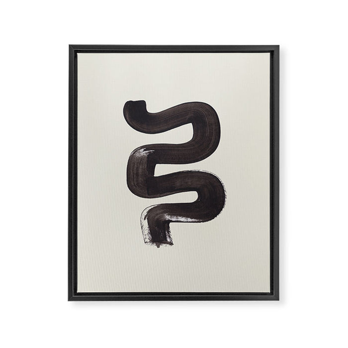 black & white minimalist abstract shapes patterns black ink painting Framed Canvas Print Gallery Image 1