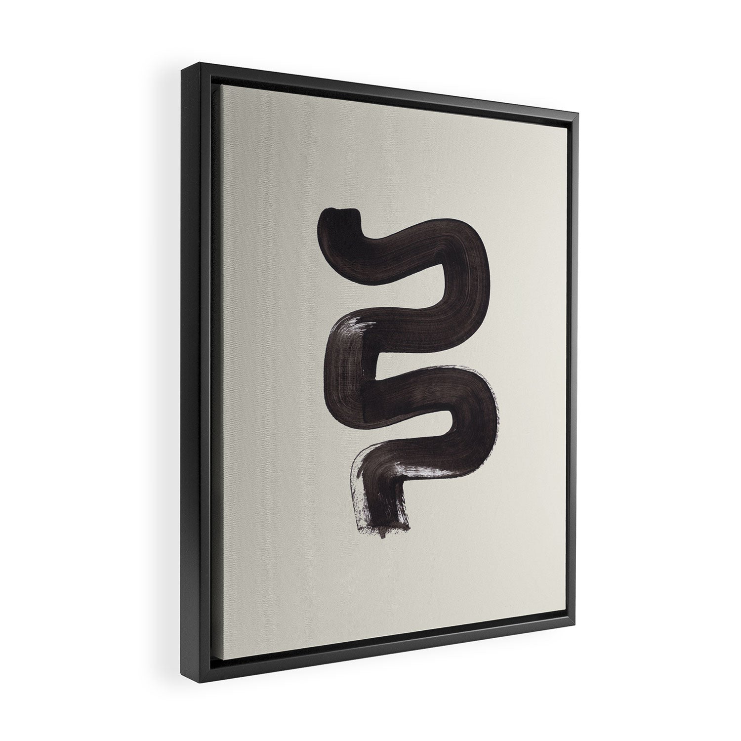 black & white minimalist abstract shapes patterns black ink painting Framed Canvas Print Gallery Image 2