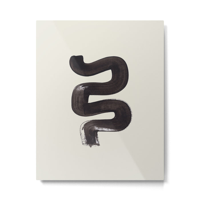 black & white minimalist abstract shapes patterns black ink painting Metal Print Gallery Image 1