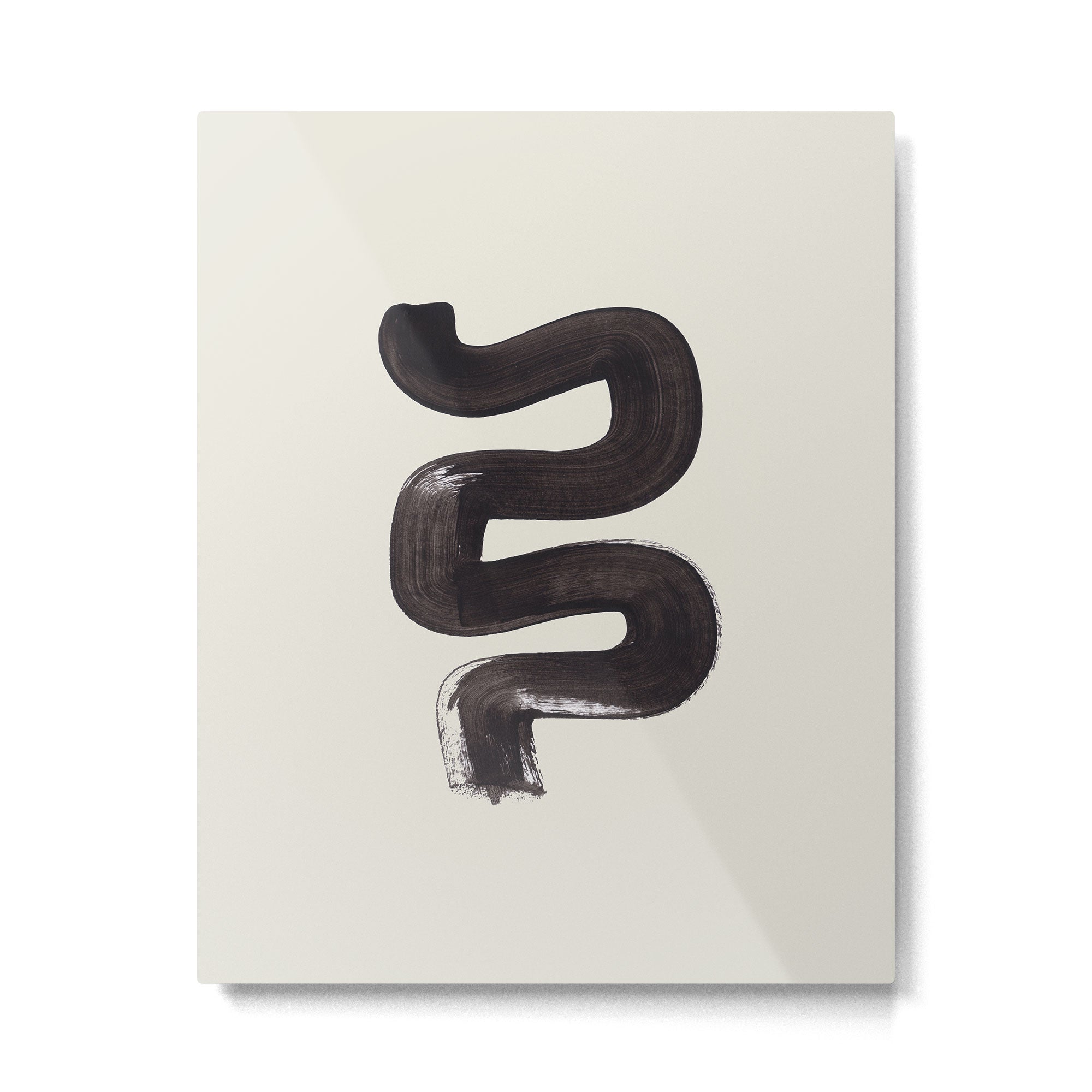 black & white minimalist abstract shapes patterns black ink painting Metal Print Gallery Image 4