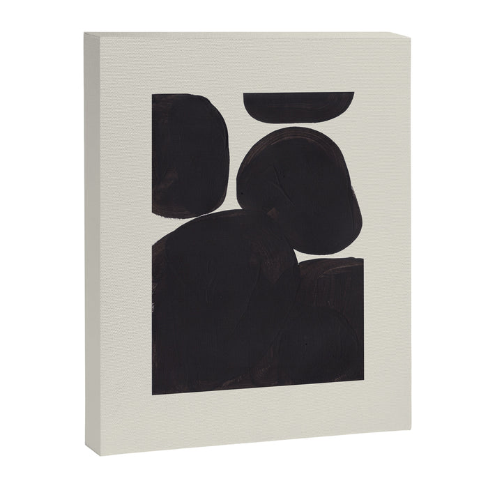 Black & White Minimalist Abstract Shapes Patterns Black Ink Painting Canvas Print Gallery Image 1