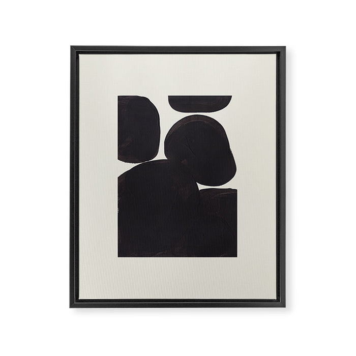 Black & White Minimalist Abstract Shapes Patterns Black Ink Painting Framed Canvas Print Gallery Image 1