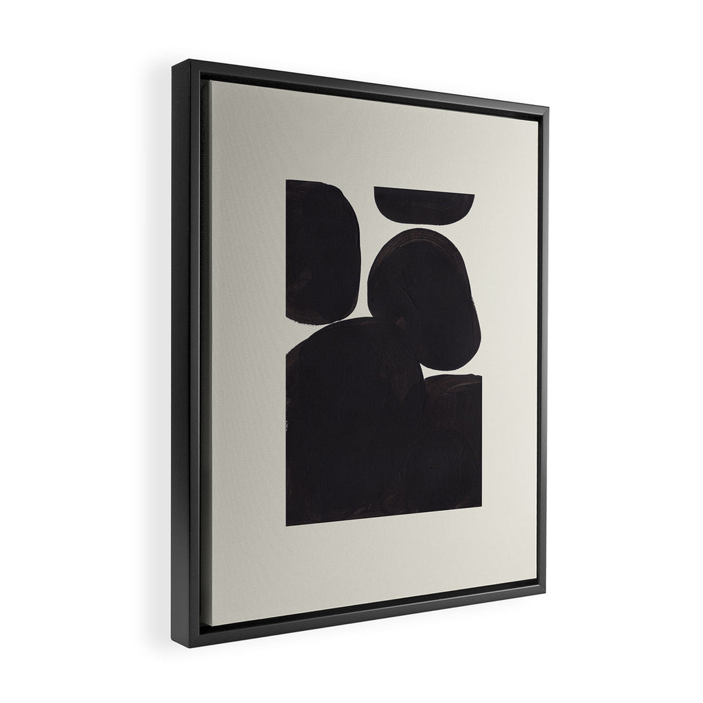 Black & White Minimalist Abstract Shapes Patterns Black Ink Painting Framed Canvas Print Gallery Image 2