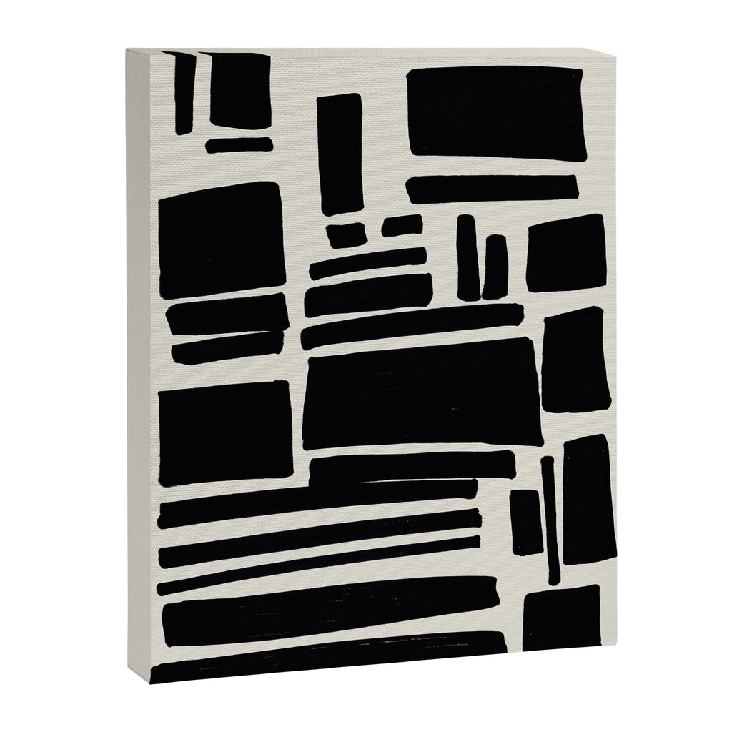 Black & White Minimalist Abstract Shapes Patterns Black Ink Painting Canvas Print Gallery Image 6