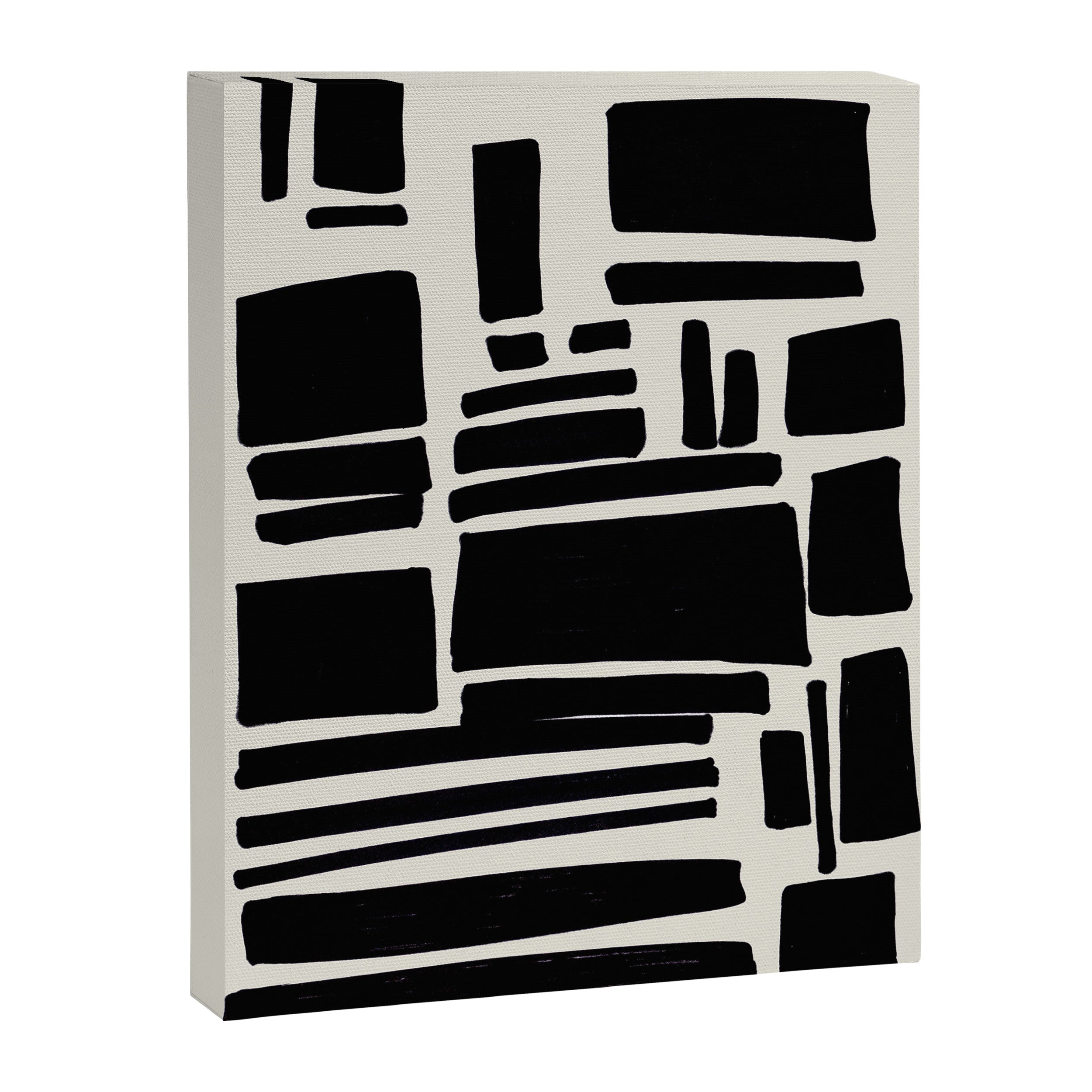 Black & White Minimalist Abstract Shapes Patterns Black Ink Painting Canvas Print Gallery Image 6