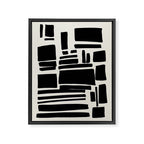 Black & White Minimalist Abstract Shapes Patterns Black Ink Painting Framed Canvas Print Gallery Image 6