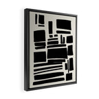 Black & White Minimalist Abstract Shapes Patterns Black Ink Painting Framed Canvas Print Gallery Image 2