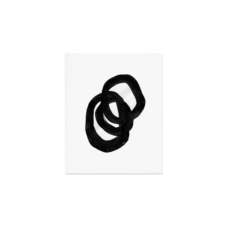 Black & White Minimalist Ink Tribal Mid Century Pattern Dark Painting Pattern Art Print Gallery Image 1