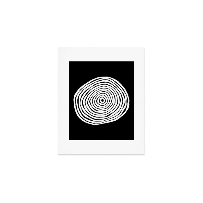 Black & White Minimalist Mid Century Abstract Ink Line Spiral Hypnotic Circle Art Print Gallery Image 1