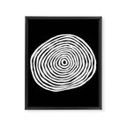 Black & White Minimalist Mid Century Abstract Ink Line Spiral Hypnotic Circle Framed Canvas Print Gallery Image 6