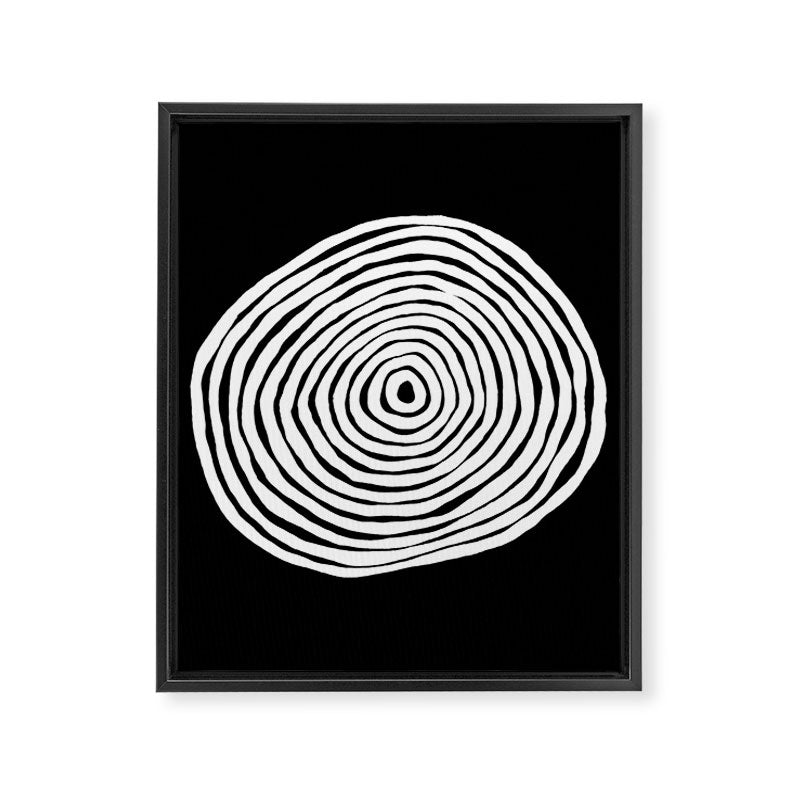 Black & White Minimalist Mid Century Abstract Ink Line Spiral Hypnotic Circle Framed Canvas Print Gallery Image 6