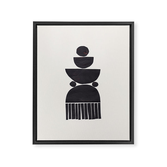 Black & White Minimalist Mid Century Paper collage Funky Black Ink Tribal Geometric by Ejaaz Haniff Framed Canvas Print Gallery Image 1