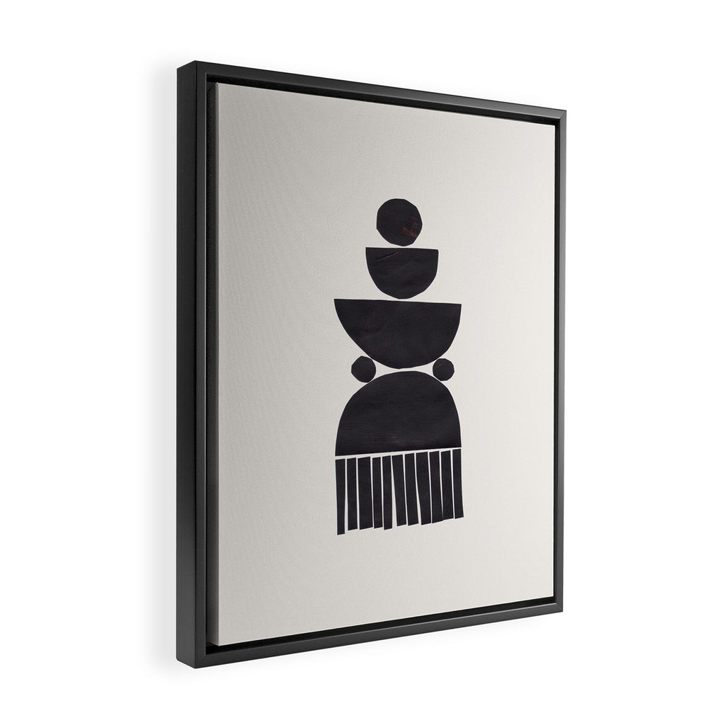 Black & White Minimalist Mid Century Paper collage Funky Black Ink Tribal Geometric by Ejaaz Haniff Framed Canvas Print Gallery Image 2