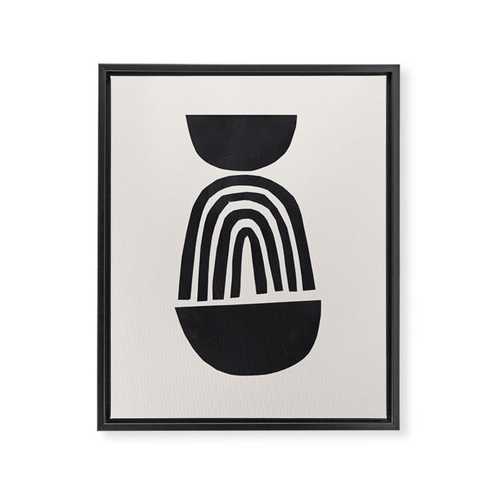 Black & White Minimalist Mid Century Paper collage Funky Black Ink Tribal Geometric by Ejaaz Haniff Framed Canvas Print Gallery Image 1