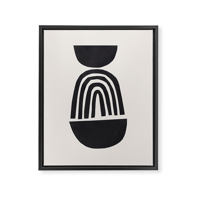 Black & White Minimalist Mid Century Paper collage Funky Black Ink Tribal Geometric by Ejaaz Haniff Framed Canvas Print Gallery Image 6