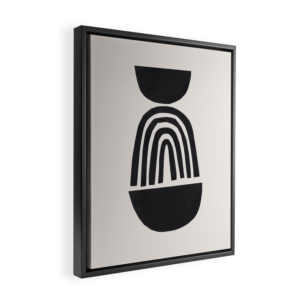 Black & White Minimalist Mid Century Paper collage Funky Black Ink Tribal Geometric by Ejaaz Haniff Framed Canvas Print Gallery Image 2