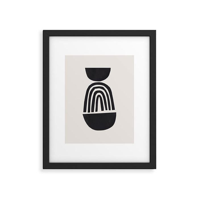 Black & White Minimalist Mid Century Paper collage Funky Black Ink Tribal Geometric by Ejaaz Haniff Framed Art Print Gallery Image 1