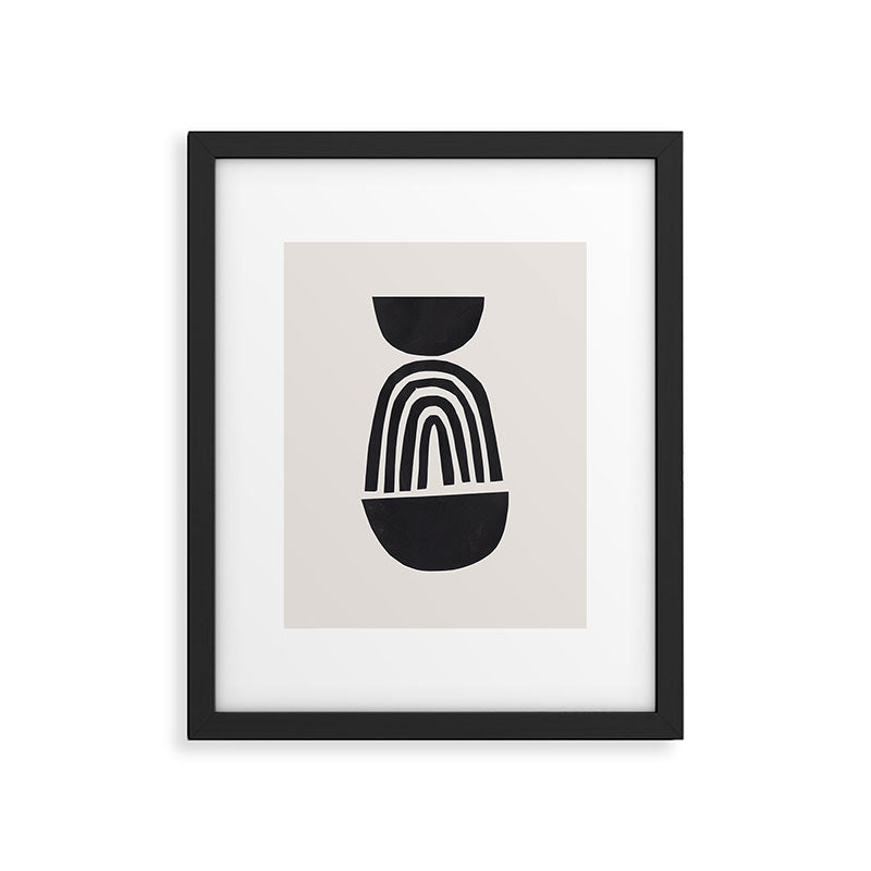 Black & White Minimalist Mid Century Paper collage Funky Black Ink Tribal Geometric by Ejaaz Haniff Framed Art Print Gallery Image 5