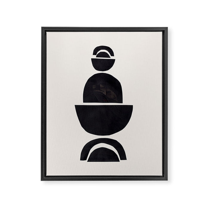 Black & White Minimalist Mid Century Paper collage Funky Black Ink Tribal Geometric by Ejaaz Haniff Framed Canvas Print Gallery Image 1