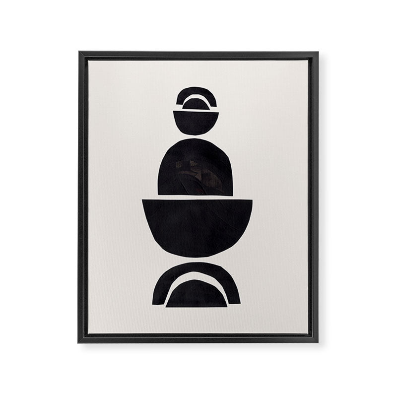 Black & White Minimalist Mid Century Paper collage Funky Black Ink Tribal Geometric by Ejaaz Haniff Framed Canvas Print Gallery Image 6