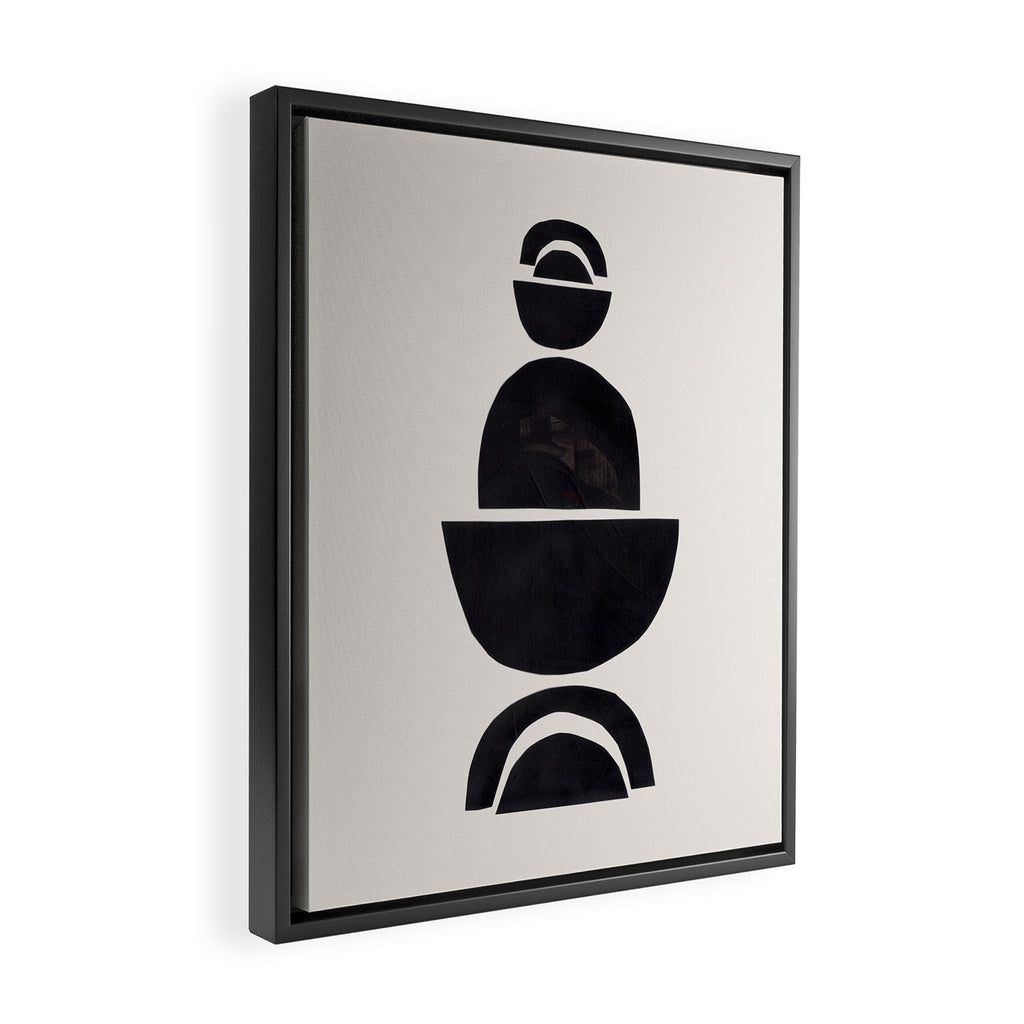 Black & White Minimalist Mid Century Paper collage Funky Black Ink Tribal Geometric by Ejaaz Haniff Framed Canvas Print Gallery Image 2