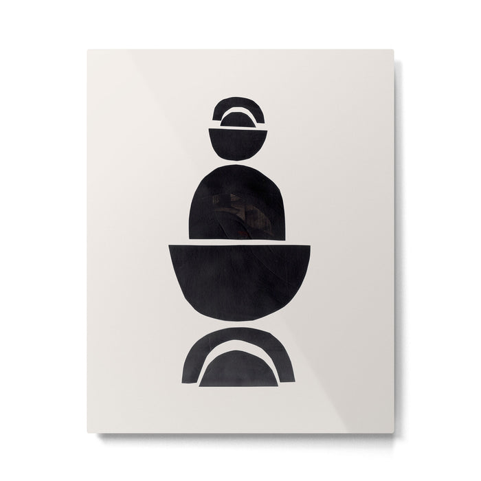 Black & White Minimalist Mid Century Paper collage Funky Black Ink Tribal Geometric by Ejaaz Haniff Metal Print Gallery Image 1