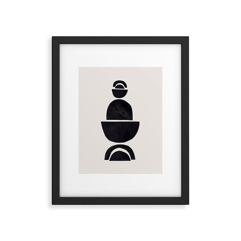Black & White Minimalist Mid Century Paper collage Funky Black Ink Tribal Geometric by Ejaaz Haniff Framed Art Print Gallery Image 5