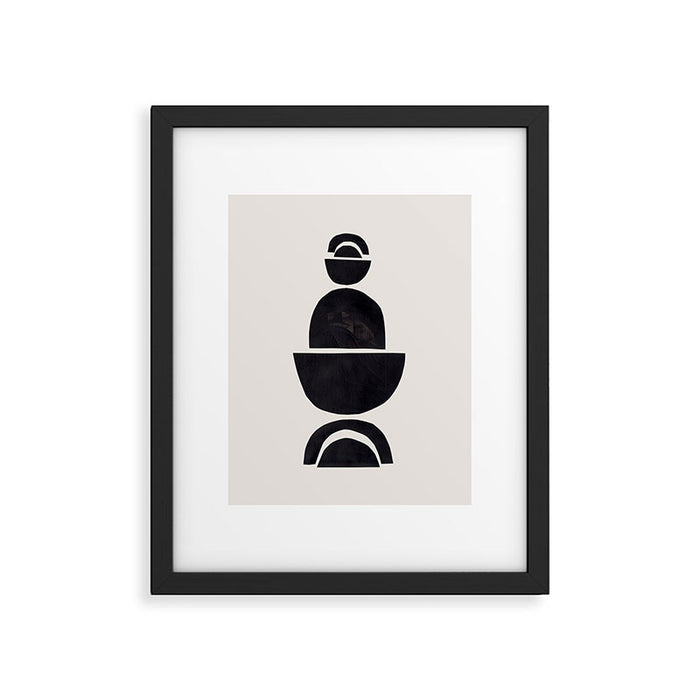 Black & White Minimalist Mid Century Paper collage Funky Black Ink Tribal Geometric by Ejaaz Haniff Framed Art Print Gallery Image 1